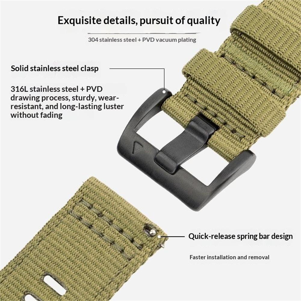 20mm Woven Nylon Watch Band For Huawei Watch GT 3 Pro 43mm Pin Buckle Strap