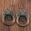 2 stk Antikk Bronse Dragehode Håndtak Gammel Kinesisk Stil Vintage Skufferinger Skapdør