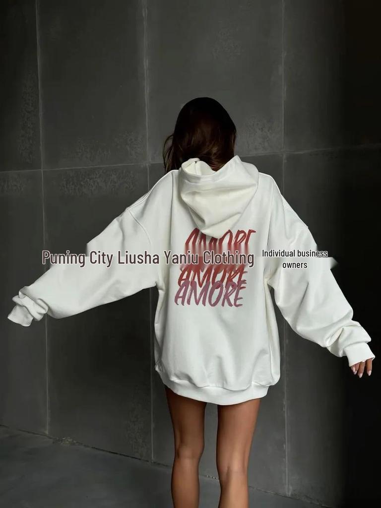 Stylish Versatile Streetwear: Comfortably Warm Hooded Pullover Sweatshirt Top