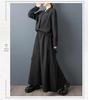 Spring Dark Style Niche Design: Loose Lapel Sashes Shirt & Wide Leg Pants Set