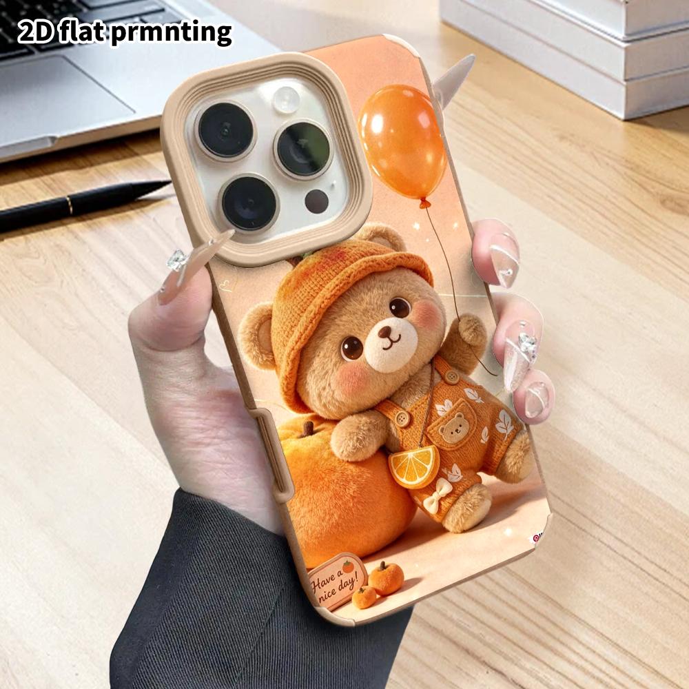 Phone Case: 2D flat lambskin suitable for iPhone 18 17 16 15 14 13 Pro film protective case,warm orange simple, Christmas and Halloween gift