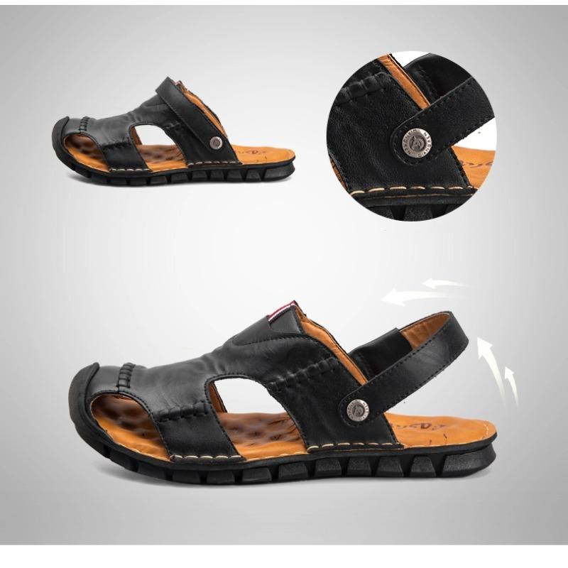 Fashion Summer Sandals Men Leather Classic Hollow Out Roman Sandals 2025 Slipper Outdoor Sneaker Beach Water Trekking Footwear