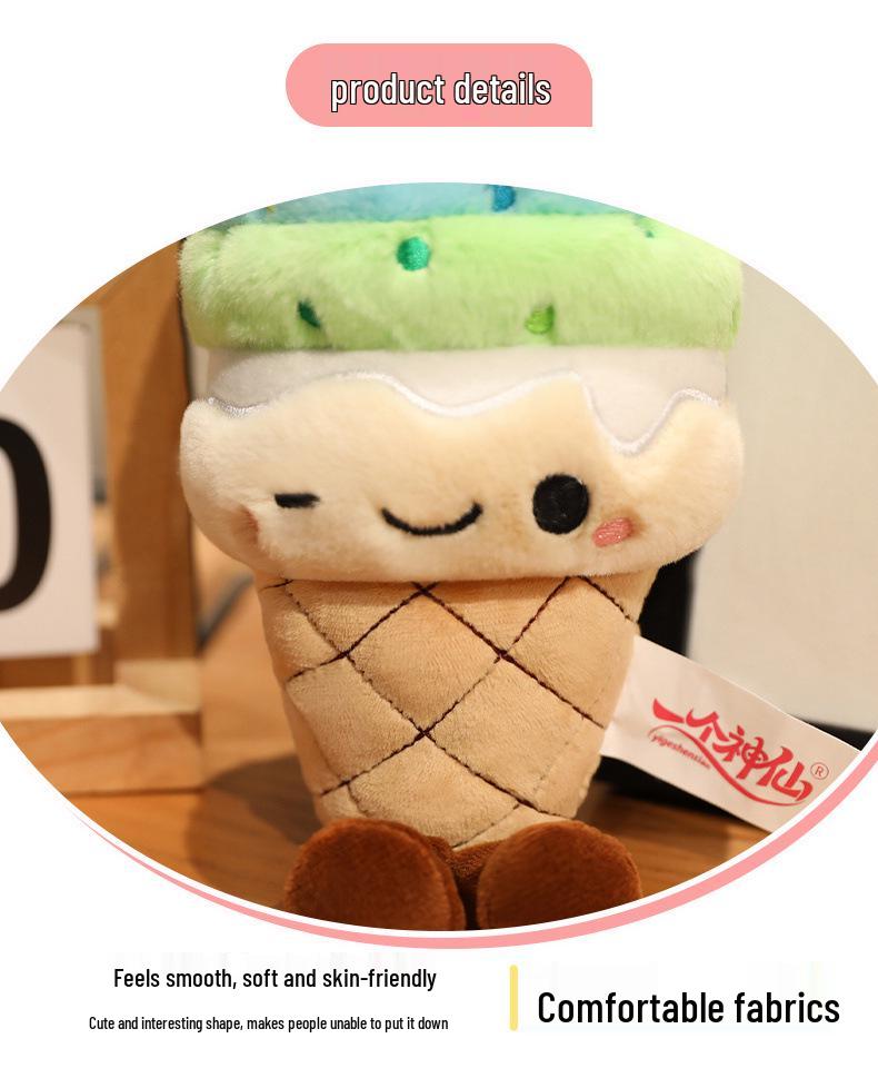 Rainbow Ice Cream Plush Pillow Toy for Kids - Cute Cone Doll for Comfort and Birthday Gifts