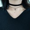 Simple Personalized Black Velvet Strap Choker Neck Strap Double Pentagram Pendant Choker Necklace Women's Accessories Ornaments