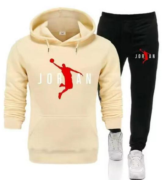 Men's Autumn Basketball Print Hoodie & Pants Set - Street Casual Warm Sportswear