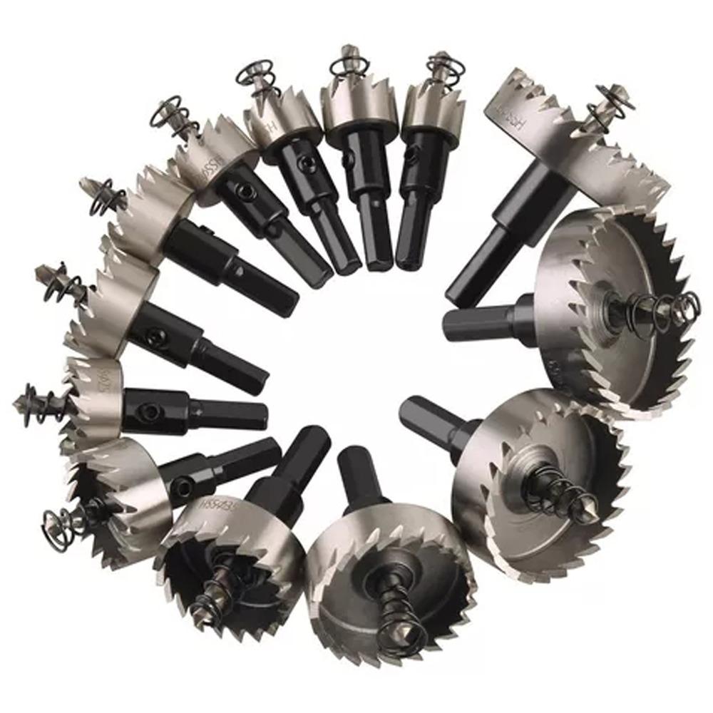 13pcs 16-53mm Size Range Hole Saw Set Titanium Plated High Speed Steel Drill Bi For Metal