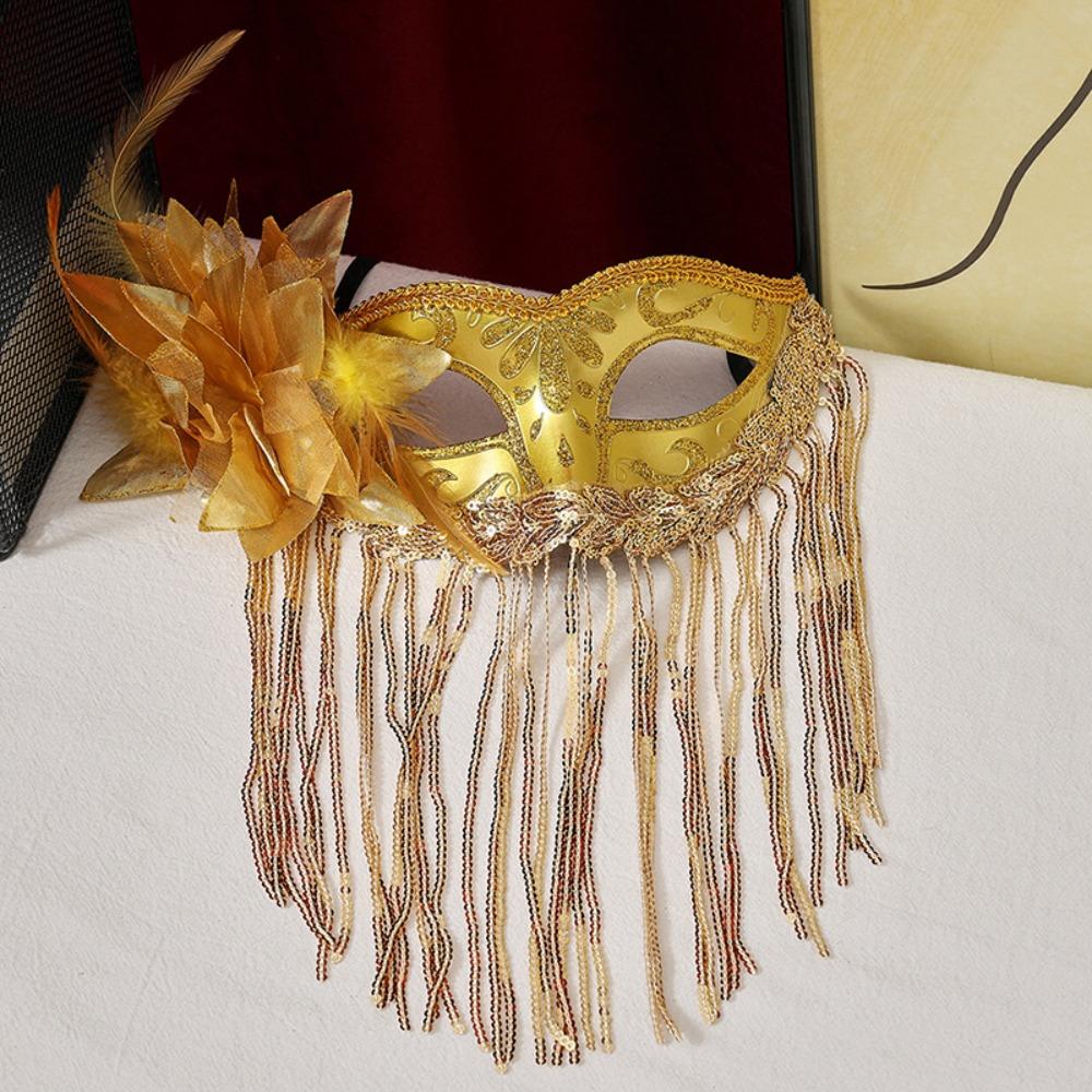 Mysterious Half Face Mask Tassel Design Party Mask Fashion Fox Mask  Masquerade