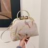 Boho Chic Floral Embroidered Shoulder Bags for Women Metal Handle Purse with Chain Strap Fashion Handbags Gift Idea 2025 Wallet
