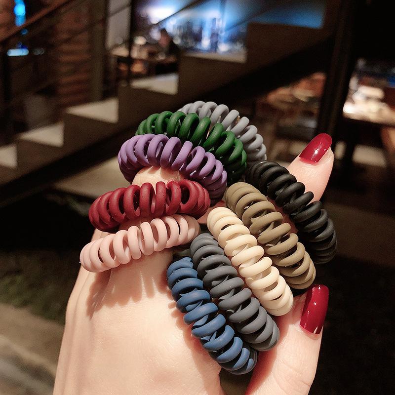 Telephone Line Hair Band Women's Hair Rope Korean Seamless Matte Hair Band Simple Rubber Band Tie Hair Rubber Band
