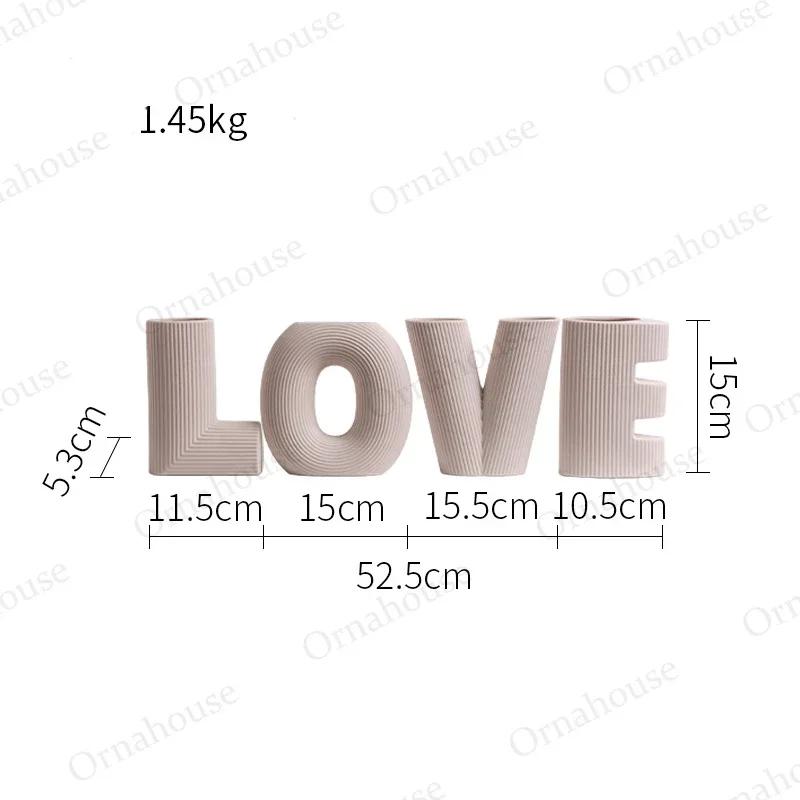 Nordic Ceramic Vases 4-piece Love Vases Living Room Flower Arrangement Decoration Home Decoration Flower Pot Gifts Korean Style