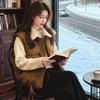 Extra Large Size Autumn and Winter New Women's Fashion Splicing Lapel Sleeveless Vest Warm Thickened Vest Jacket