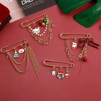 Fashion Lovely Enamel Christmas Santa Claus Snowman Pendants Brooch Badge Xmas Laple Pin New Year Party Jewelry Gifts