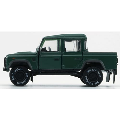 BM CREATIONS 1/64 Scale Land Rover Defender 110 Pickup 2016 Green RHD Finished Product