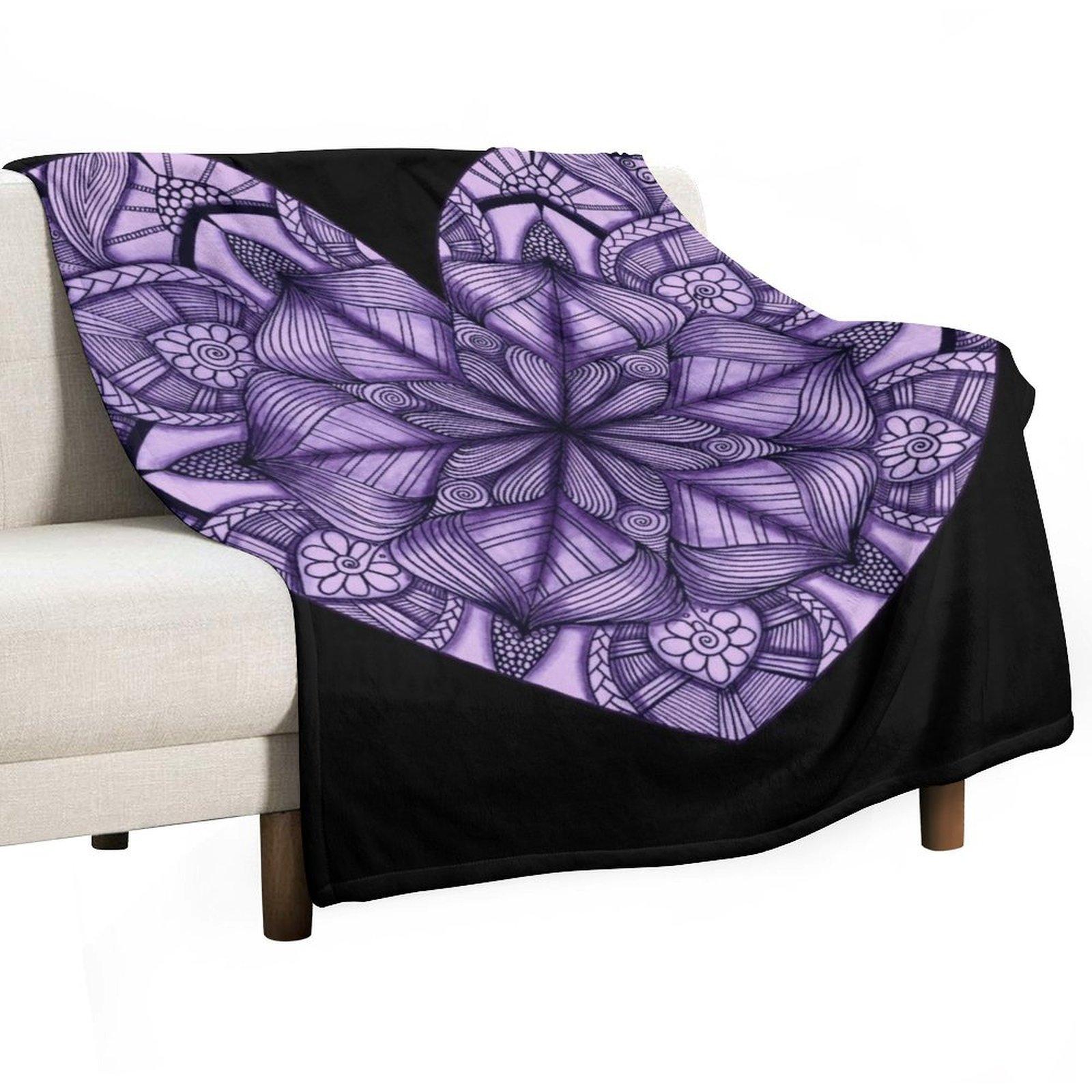 

Purple Heart Throw Blanket christmas gifts Soft Plaid Hairys Single Blankets 30x40in