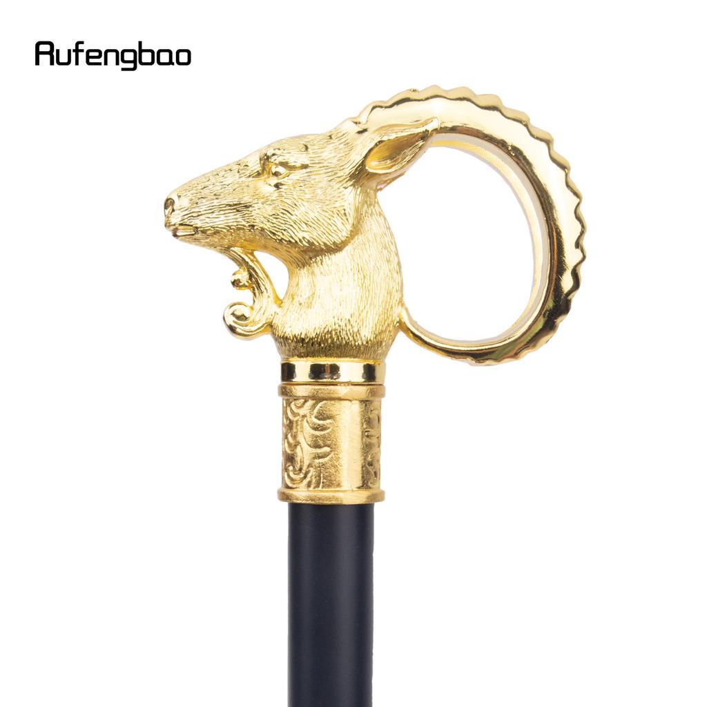 Golden Goat Sheep Animal Walking Stick Decorative Cospaly Vintage Party Fashionable Walking Cane Halloween Crosier 91cm