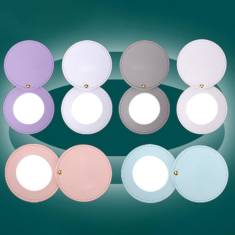 Compact Mirrors Unbreakable Stainless Steel Mirror With Pu Leather Sleeve Mini Portable Makeup Mirror For Purse Pocket Travel