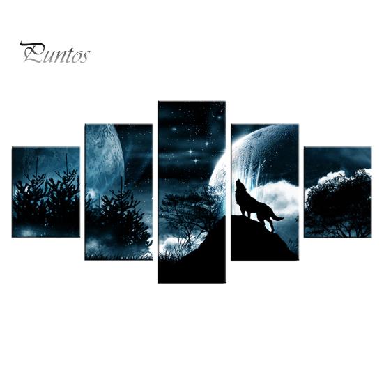 

5 шт./компл. полнолуние лес волк безрамная настенная живопись картина декор для гостиной