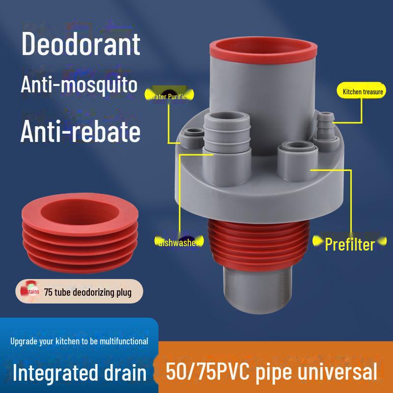 PVC50/75 Five-Way Kitchen Drainage Connector & Deodorizer