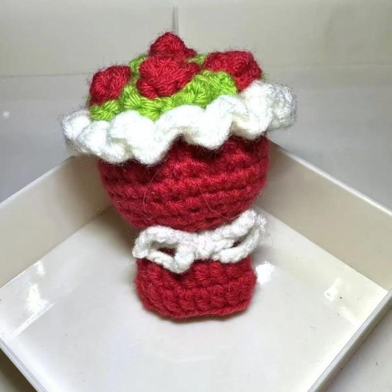 Handmade Knitted Wool Flower Bouquet As A Gift for Teachers' Day, Mother's Day, Valentine's Day, New Year, Keychain