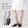 Women's Mid-Calf Mulberry Silk Socks - Breathable, Antibacterial, Odor-Resistant, Solid Color, Perfect for Spring, Summer, and Postpartum.
