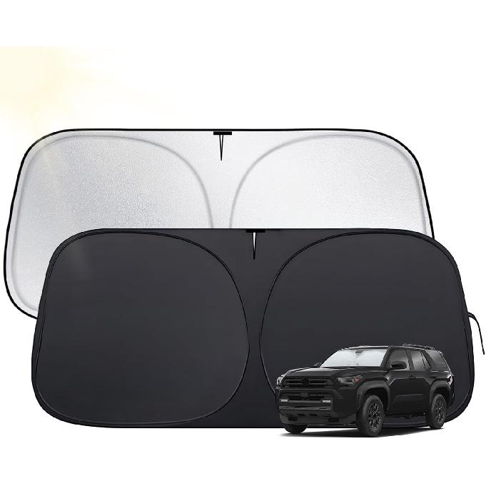 Windshield Sun Shade for Toyota Tacoma 2016-2025,  Fit Car Sun Shades with 420D Fabric & Foldable Memory Steel Wire, Sunshade for Car Windshield