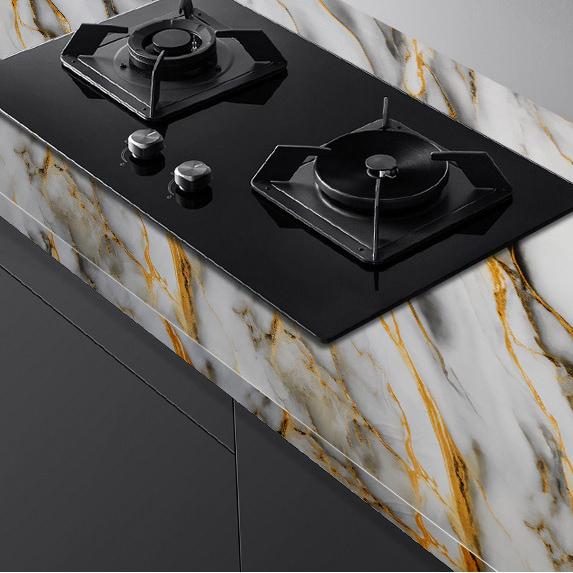 Wohnzimmer, Esstisch, Küche, Marmor-Aufkleber, Wasserdicht und Ölabweisend, Hitzebeständige Tapete, Wandfeuchtigkeitsschutz