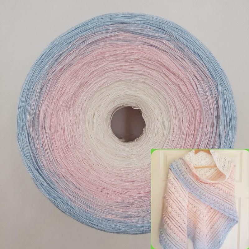 300g Mercerized Cotton Yarn Gradient Color Long Section Dyed Hand Wound Mixed Strand Cake Thread DIY Hand Knitted Shawl Scarf