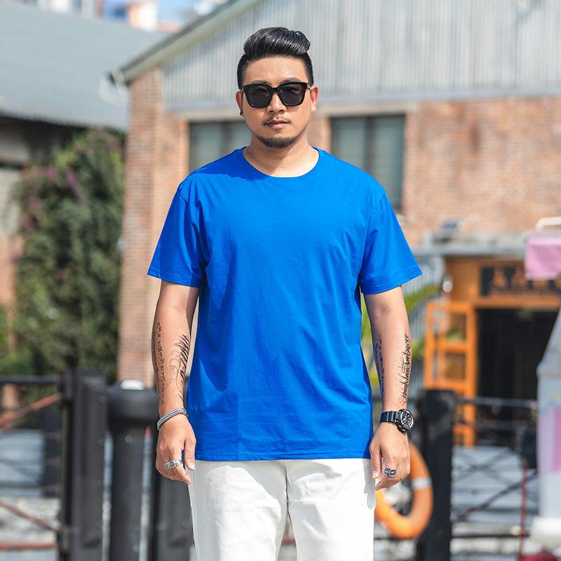 Tricou largi pentru bărbați de mărime mare M-7XL 8XL Tricou cu mâneci scurte pentru bărbați, culoare uni, cu gât rotund