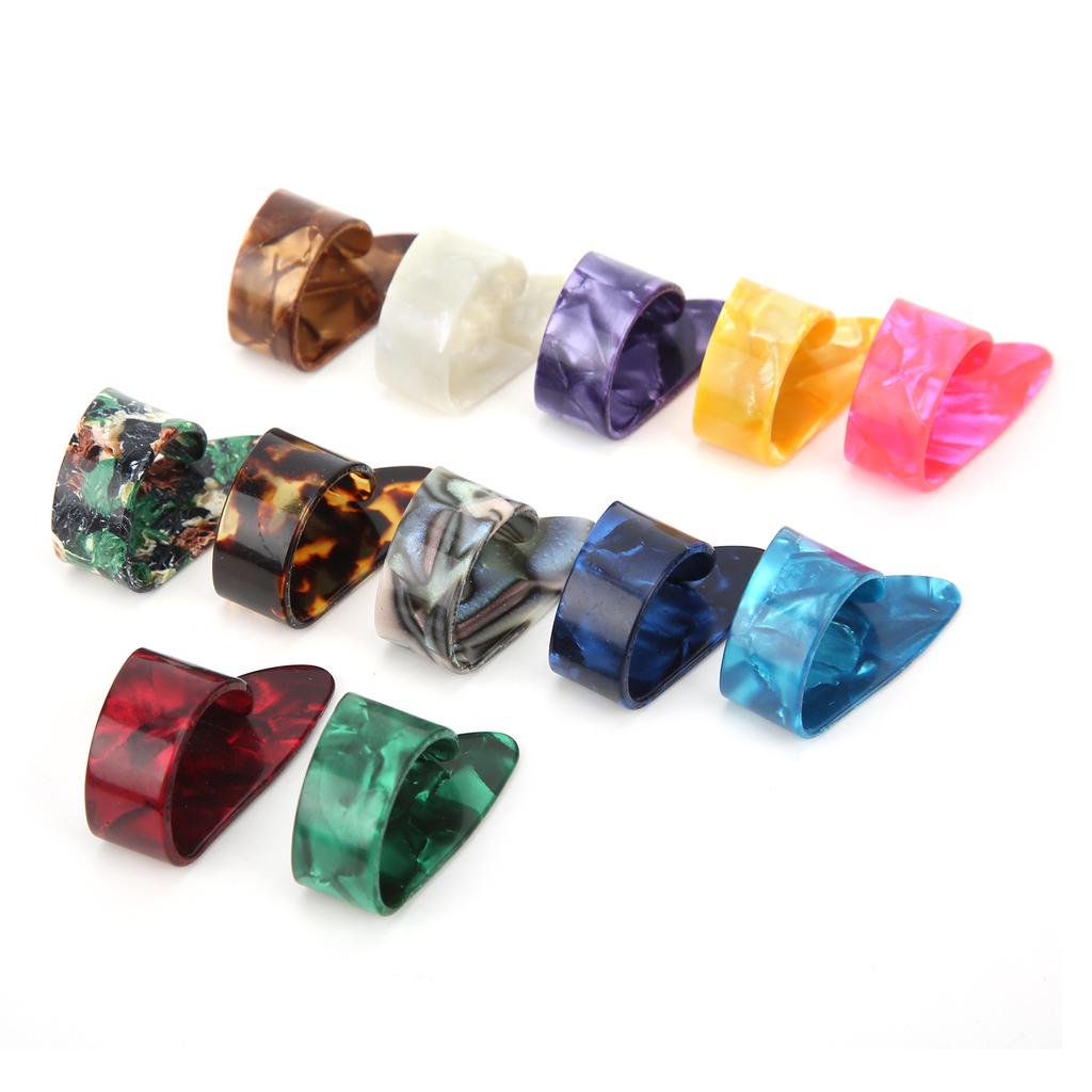 12Pcs Guitar Thumb Pick Celluloid Finger Picks Replacement Instrument Playing Accessories