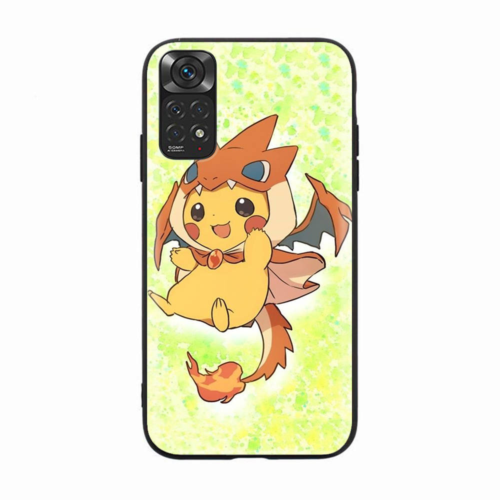 Black Case for OPPO Reno 8 6 5 4 Pro Plus Find X3 A17 A3 A31 A38 A40 A53 A54 A55 A74 A76 A78 A77 A80 A94 A95 A96 Lite K-88 Pikachu Pokemon