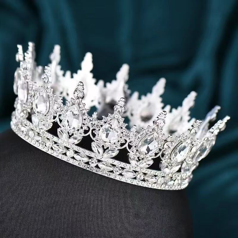 European and American Baroque Alloy Teardrop Crown Headwear for Brides Wedding Photography Accessories Full Round Coming of Age Ceremony Headwear