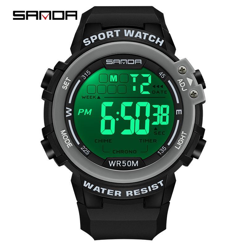 Sanda Luminous Waterproof Sports Watch: Multifunctional Alarm Clock Wristwatch for Men and Women