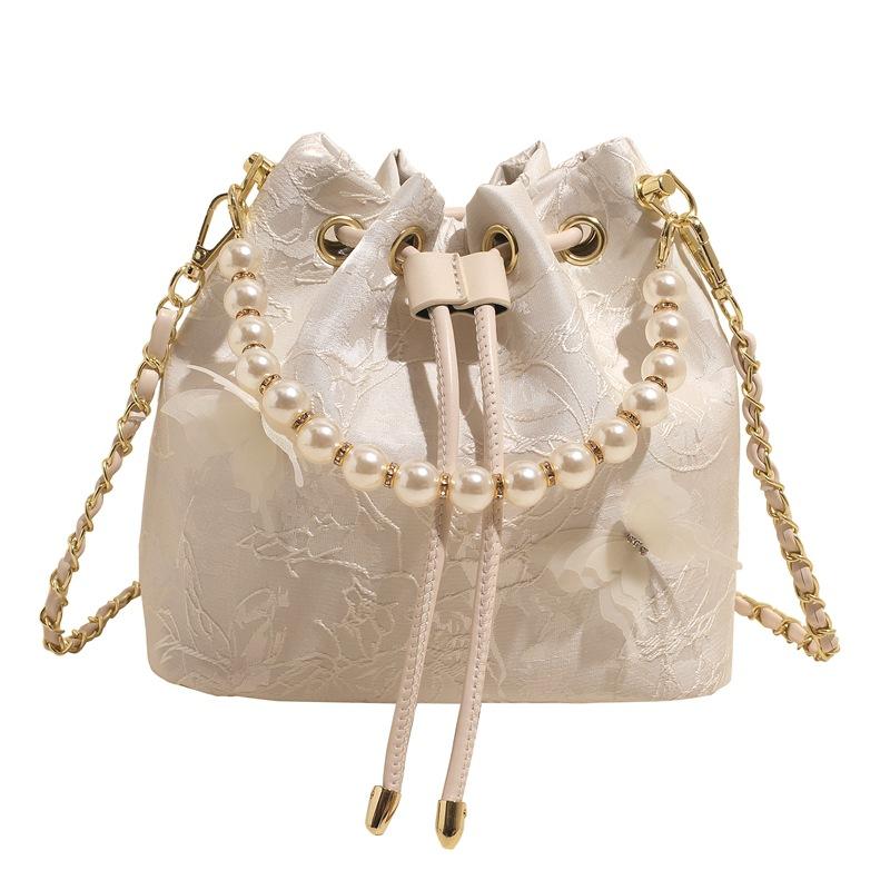 

Вышивка жемчугом женская новая модная универсальная сумка через плечо кроссбоди с сумкой-ведром