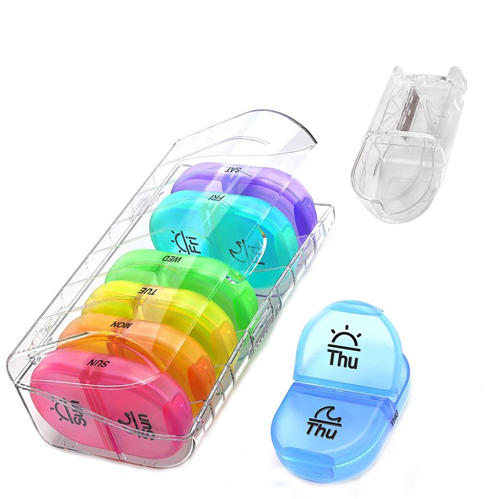 Weekly Pill Organizer with 7 Detachable Pill Case 2 Times a Day AM PM Pill Box to Hold Medicine Medication Vitamins and Fish Oil