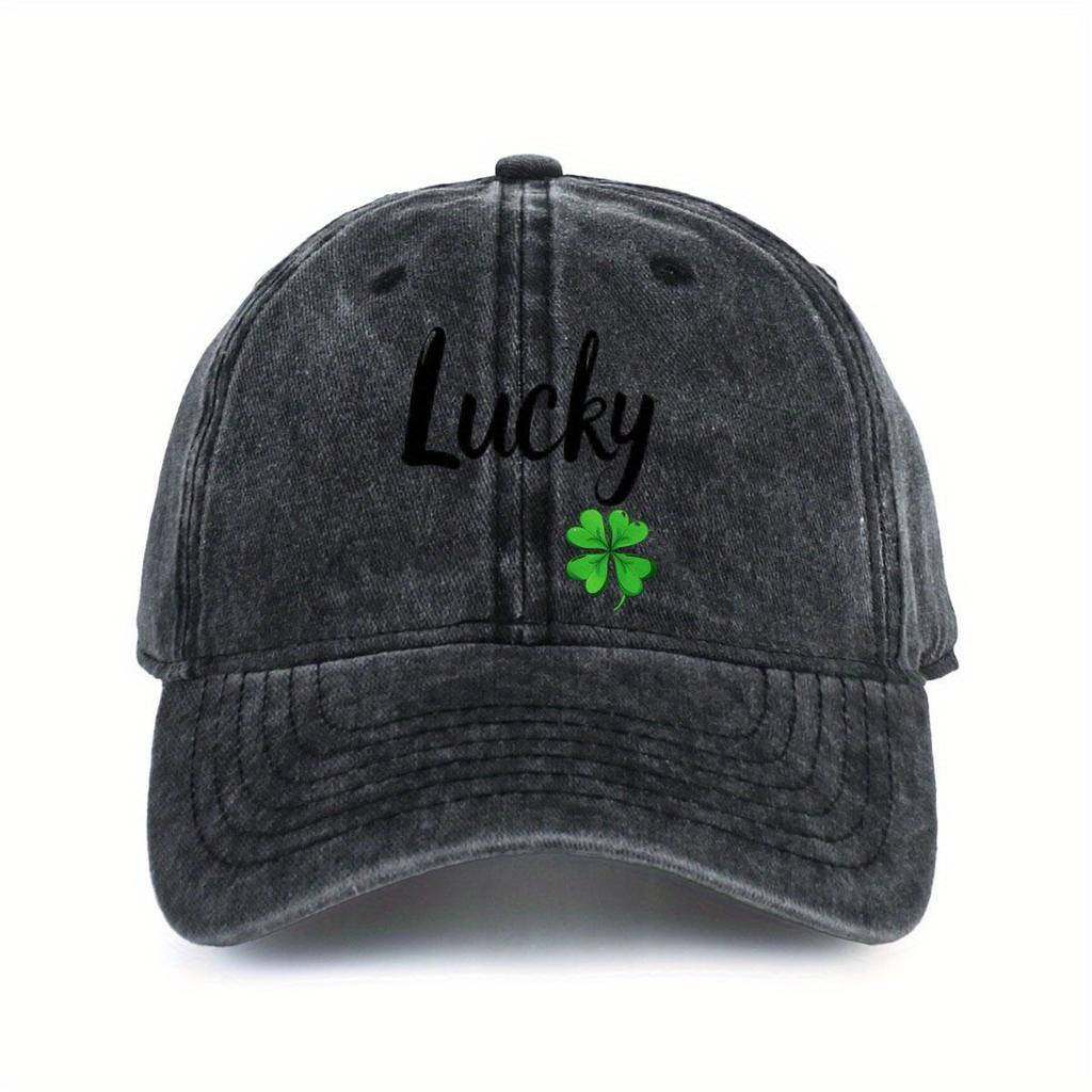Lucky Clover Printed Baseball Hat for Men and Women, Simple Design, Casual Duck Tongue Hat
