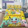 Pokmon Pattern Bedding Quilt Set Quilt Cover Pillowcase Home Birthday Gift(1 * duvet cover + 2 * pillowcase, without core)