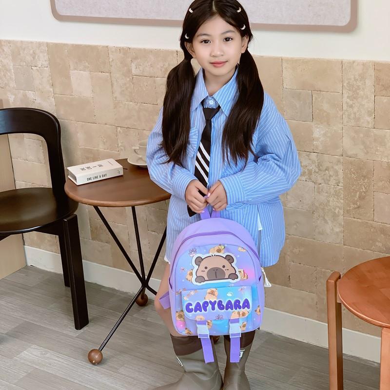 Mengqu Kapibara Boys And Girls Backpack Cute Printed Large Capacity Elementary School Bag Children'S Backpack