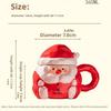 360ML Christmas Gift Mug Santa Claus Ceramic Breakfast Drinkware Wide Mouth with Handle and Lid Santa Claus Ceramic Cup