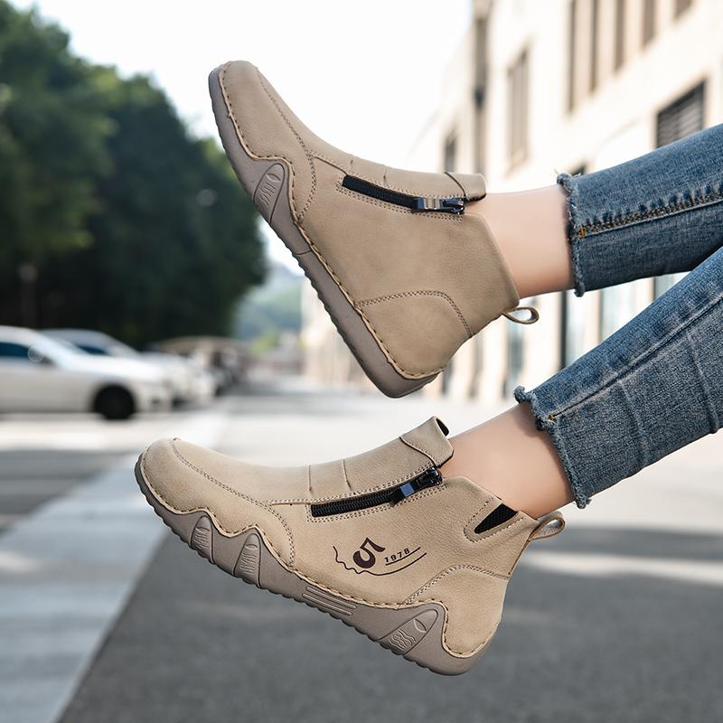 TUINANLE Women High Tops Shoes Spring Zipper Casual Anti Slip Flat Sneakers Girl's Ankle Boots Pink Ladies Shoes