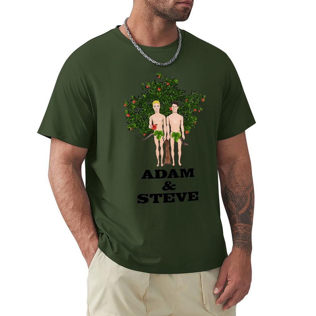 Gay Adam & Steve! Funny, Lgbt Design/Gay Art! Queer Art! T-Shirt Plus Sizes Anime Clothes Vintage T Shirt Men