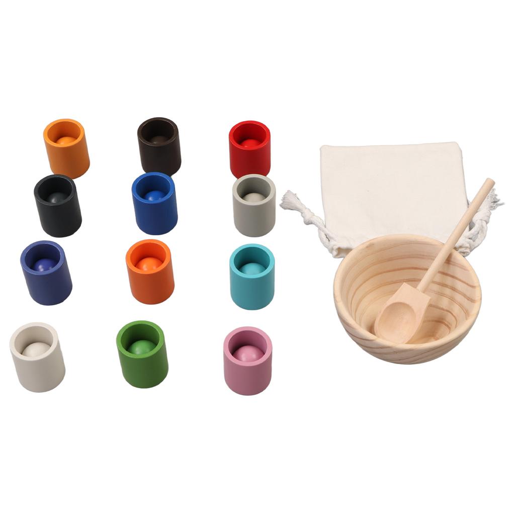 Balls Cups Color Sorting Toy Fine Motor Training Color Sorting Early Educational Wooden Sorter Game