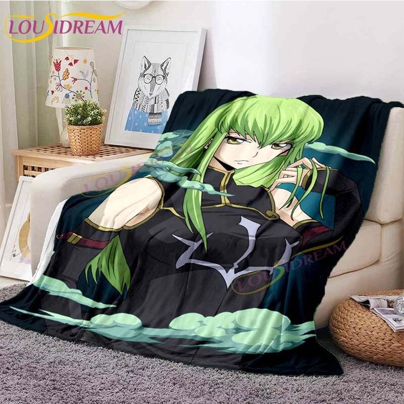 Classic Anime Blanket Code Geass Flannel Throw Blanket Lelouch Chair Sofa Lazy Blankets Cartoon Blankets for Home Bedroom Travel