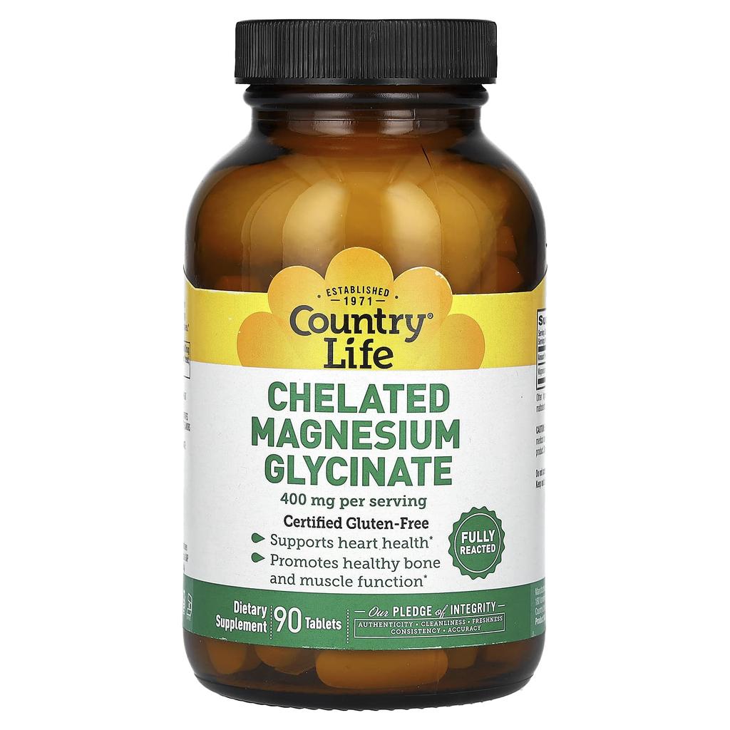 Country Life Chelatovaný glycinát hořečnatý, 400 mg, 90 tablet (133 mg na tabletu)