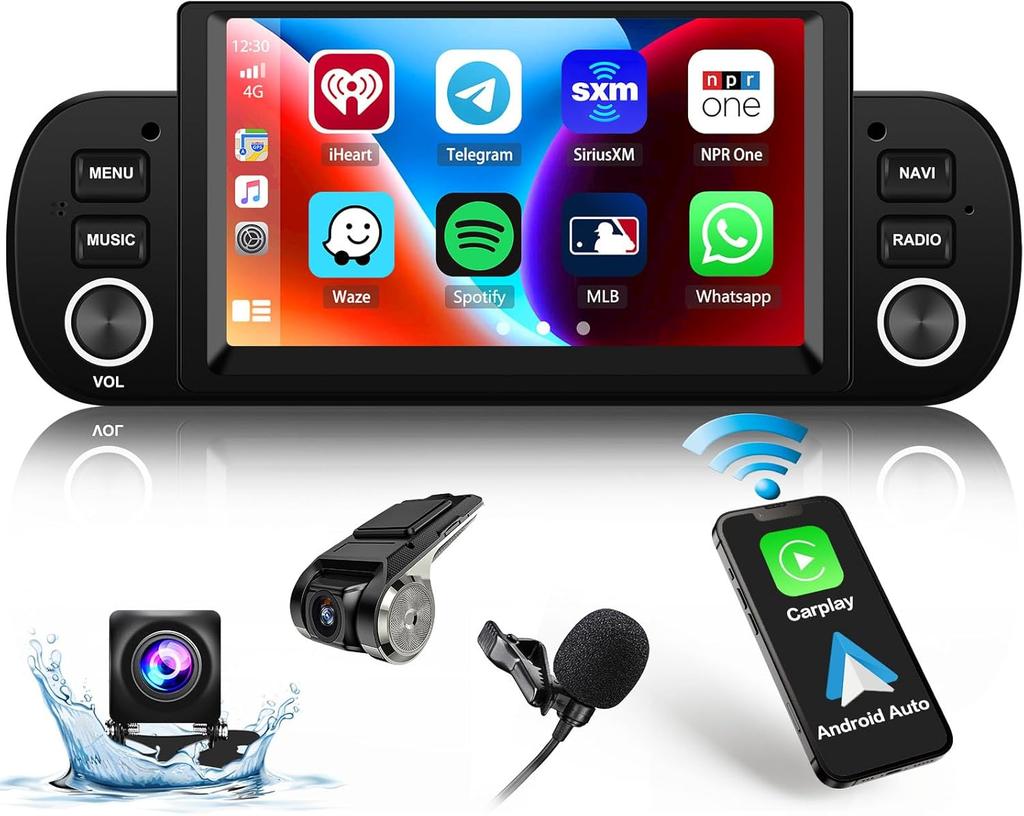 IBEAFILLY Autorádio 9 palců CarPlay Android 13 GPS pro FIAT PANDA 2013-2020 se zpětnou kamerou 2GB+32GB