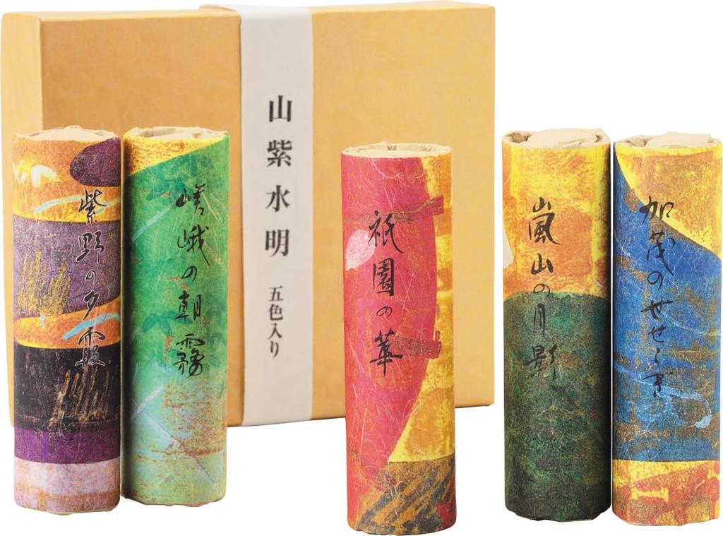 Low-smoke Kyoto incense sticks from Kyoto Kosaido Sanshisuimei, a series of incense sticks infused with natural fragrances (Sanshisuimei Stick Mix)