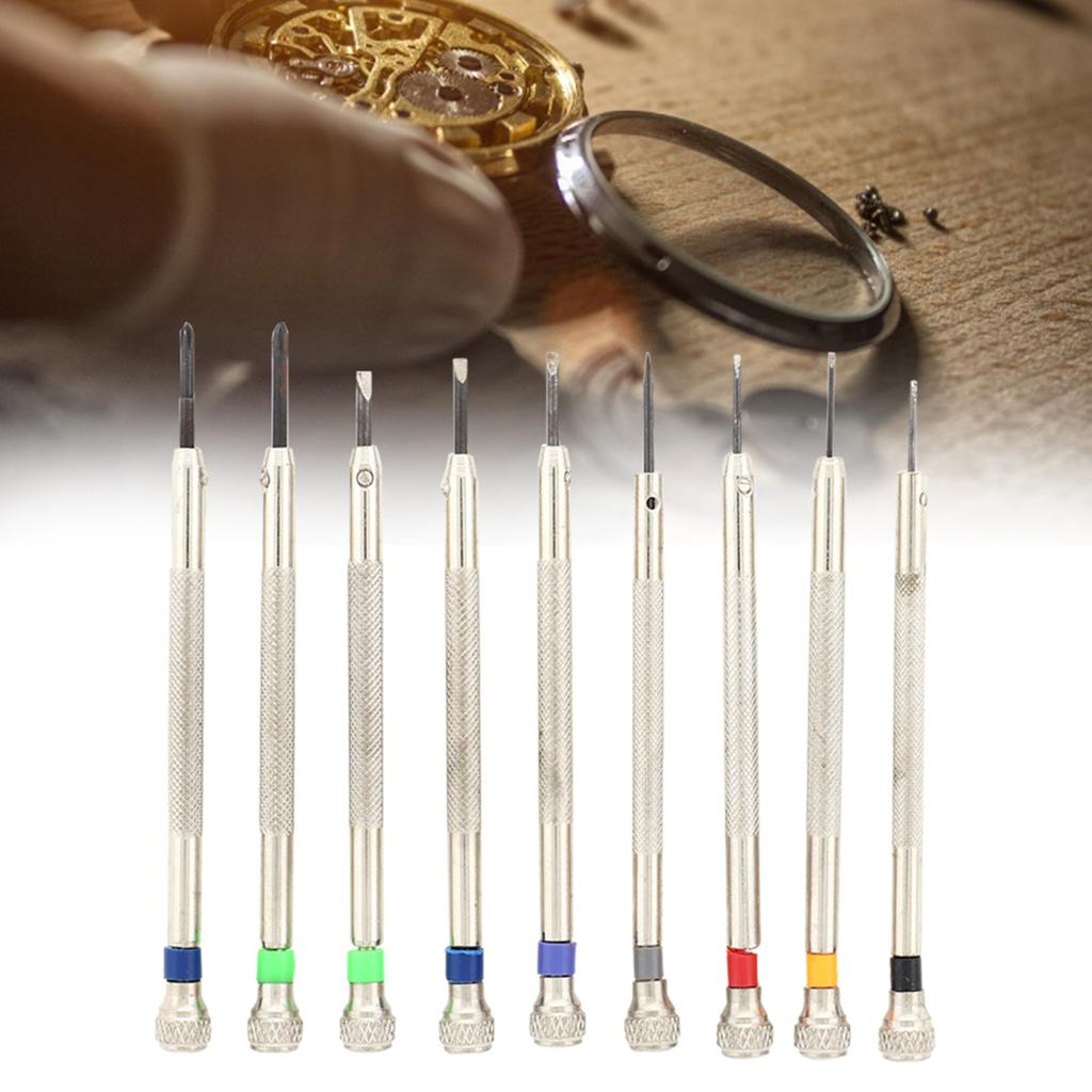 9Pcs 0.8mm‑2.0mm Watch Screwdriver Kit Tools for Watch Repairing