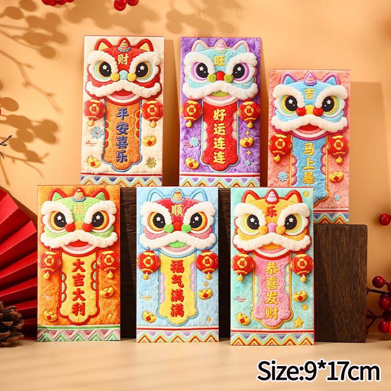 4/6pcs Chinese New Year Red Envelopes Lunar New Year Lucky Money Pockets Chinese Spring Festivl Hongbao New Year Gifts for Kids