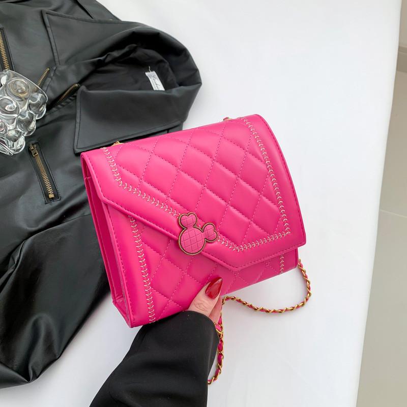 Fashionable Versatile Pu Leather Small Square Crossbody Bag For Everyday Use фуксия