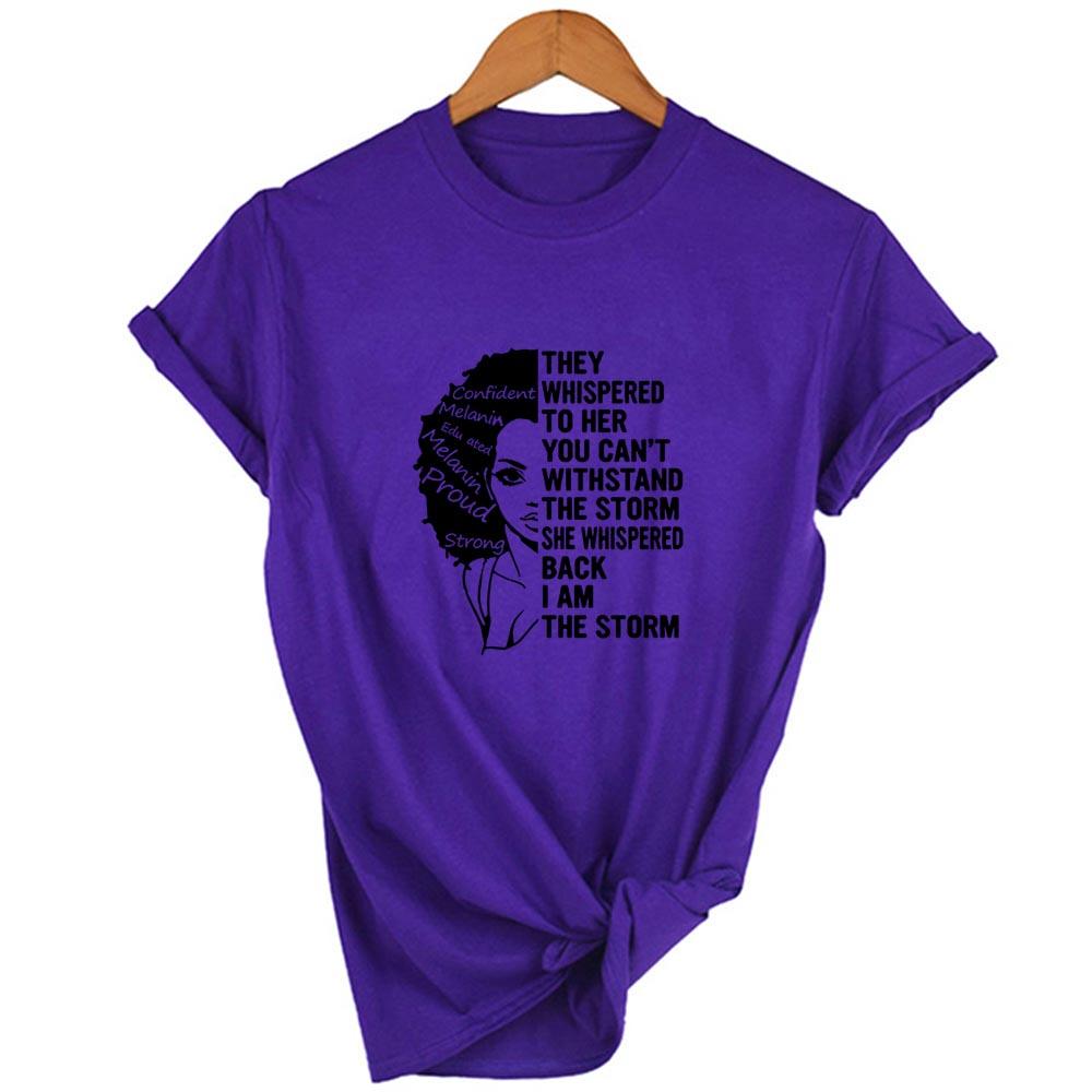 I Am A Strong Melanin Queen Print T Shirt Women Summer T Shirt Clothes African Black
