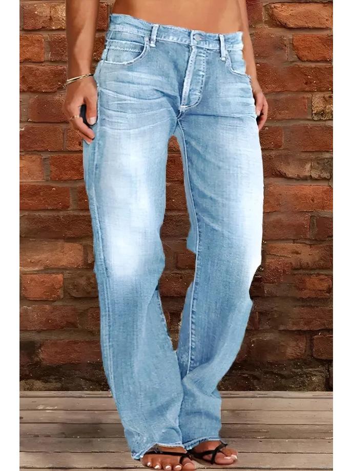 Women's Tulip High Waist Raw Edge Jeans NK205